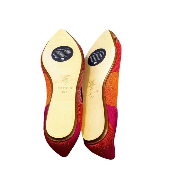 Rothy's The Point Ballet Flat Plaid Metallic Pomegranate Size W10.5 NWOT - Picture 10 of 12